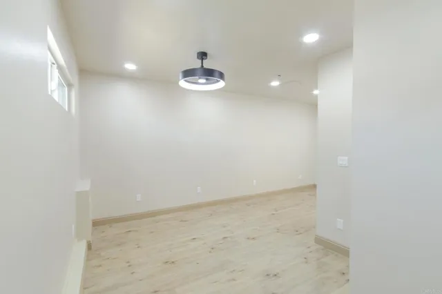 a view of a bathtub in a room