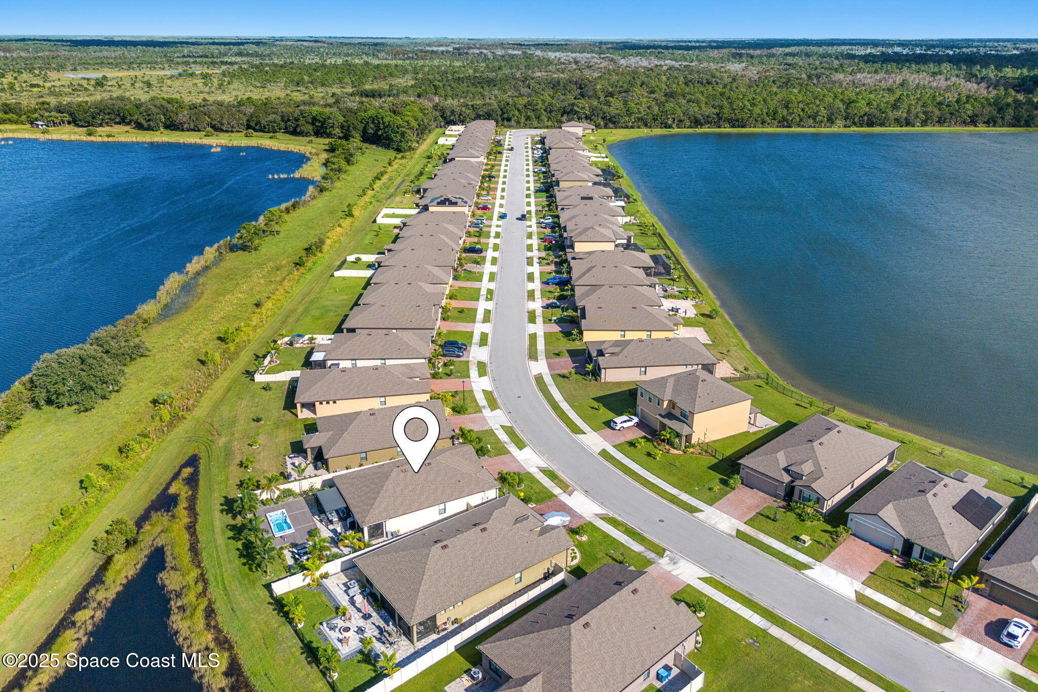 2013 Farmhouse Road Southeast Palm Bay, FL 32909 - Photo 36 of 37 an aerial view of a house with a ocean view