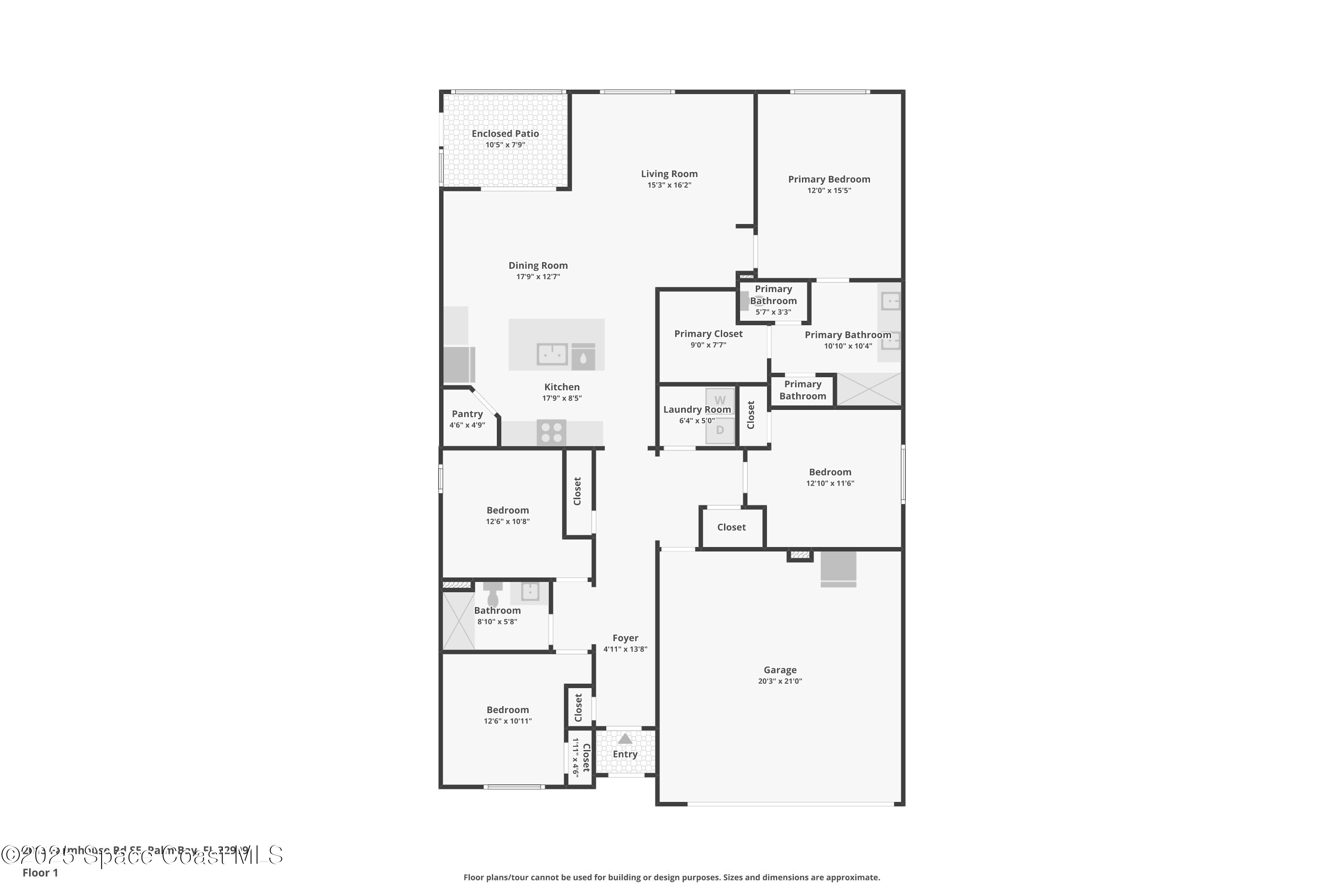 2013 Farmhouse Road Southeast Palm Bay, FL 32909 - Photo 37 of 37 a picture of a floor plan