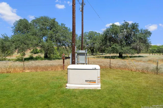 a white and green field with trees in the background