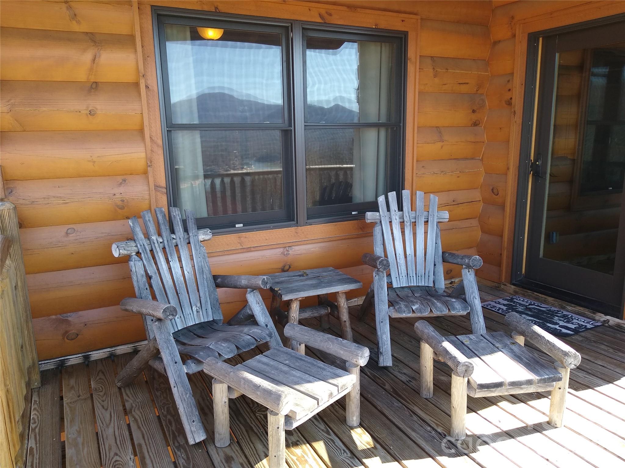 169 Overlook Point Lane Lake Lure, NC 28746 - Photo 21 of 39 a view of balcony with two chairs and a table