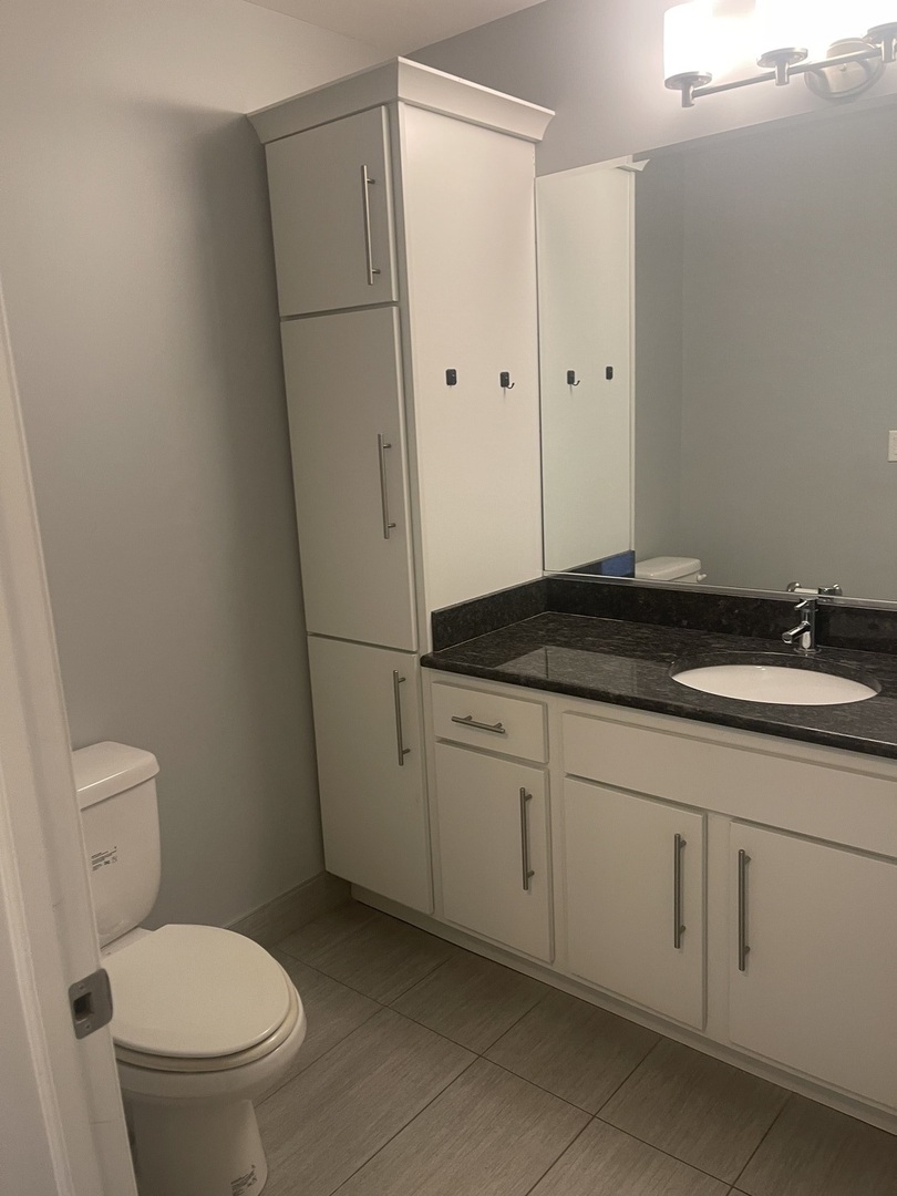 728 North Diamond Lake Road, Unit 211 Mundelein, IL 60060 - Photo 10 of 17 a bathroom with a granite countertop sink toilet and shower