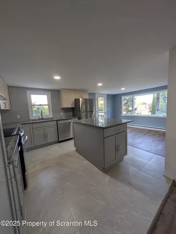 a large hall with a window