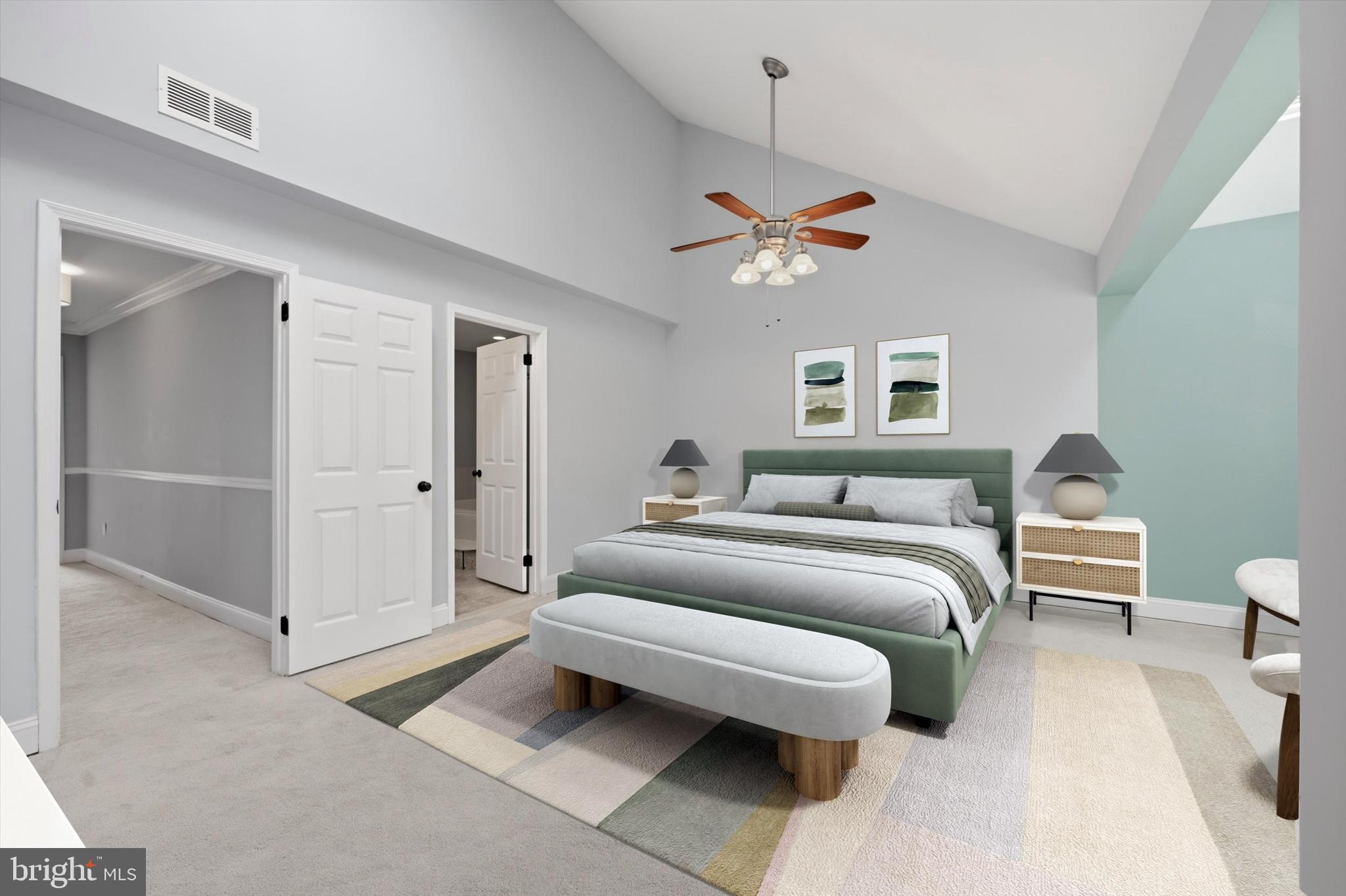 46 Main Street Chesterbrook, PA 19087 - Photo 19 of 44 a bed room with a bed and a chandelier