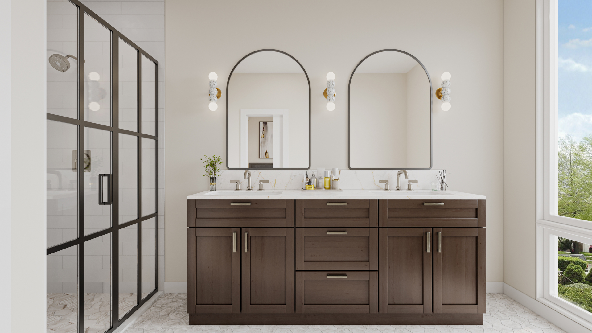 2214 West Oakdale Avenue Chicago, IL 60618 - Photo 9 of 15 a bathroom with a double vanity sink and mirror