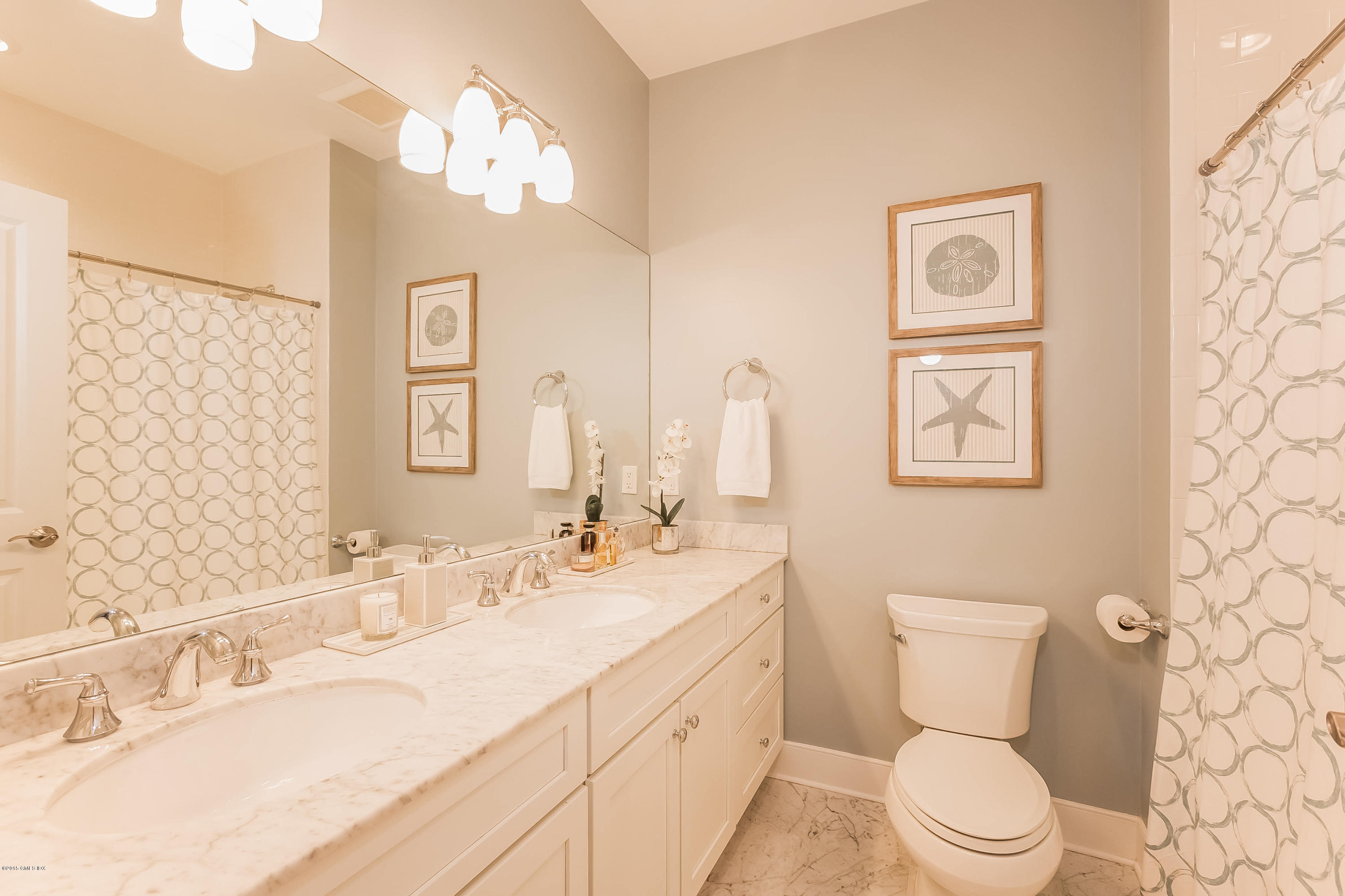 77 Havemeyer Lane, Unit 48 Stamford, CT 06902 - Photo 8 of 16 a bathroom with a toilet a sink a mirror a vanity and a shower