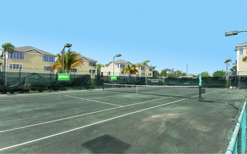 619 Cedars Court Longboat Key, FL 34228 - Photo 27 of 95 a view of a tennis ground with large trees
