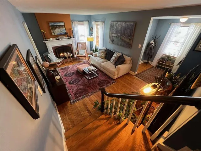 a living room with furniture