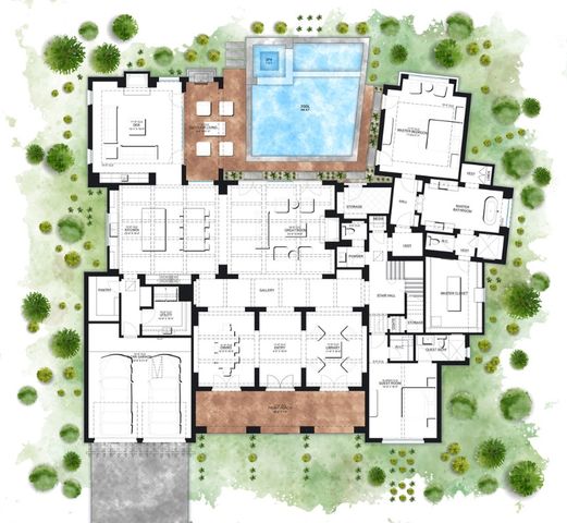 a picture of a room with furniture and air hockey table