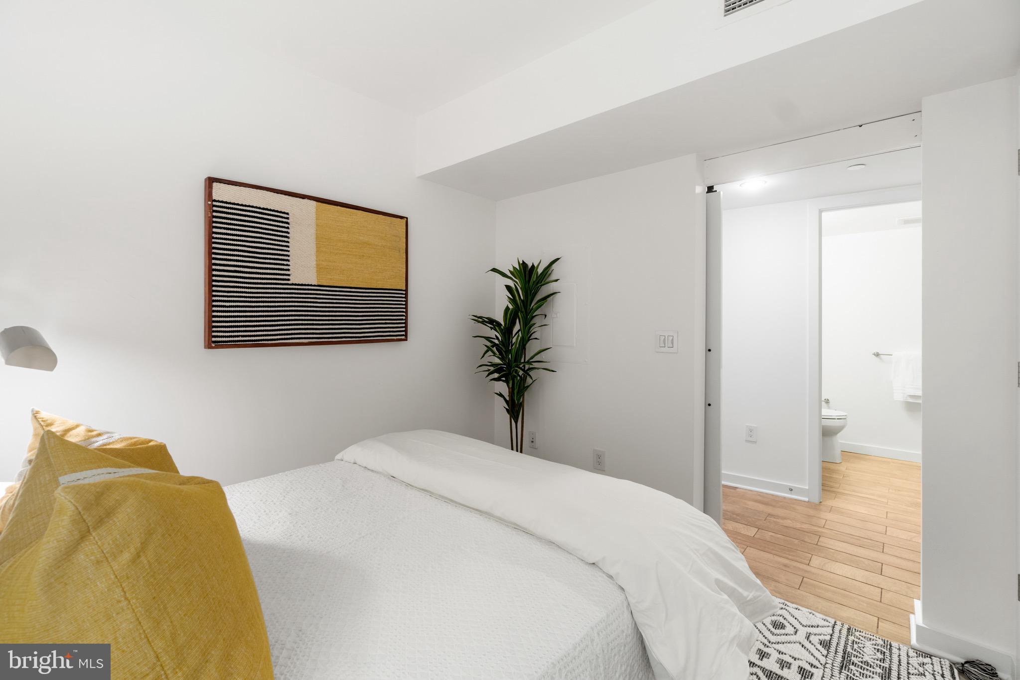 1025 First Street Southeast, Unit 1010 Washington, DC 20003 - Photo 25 of 36 a bedroom with a bed and a potted plant