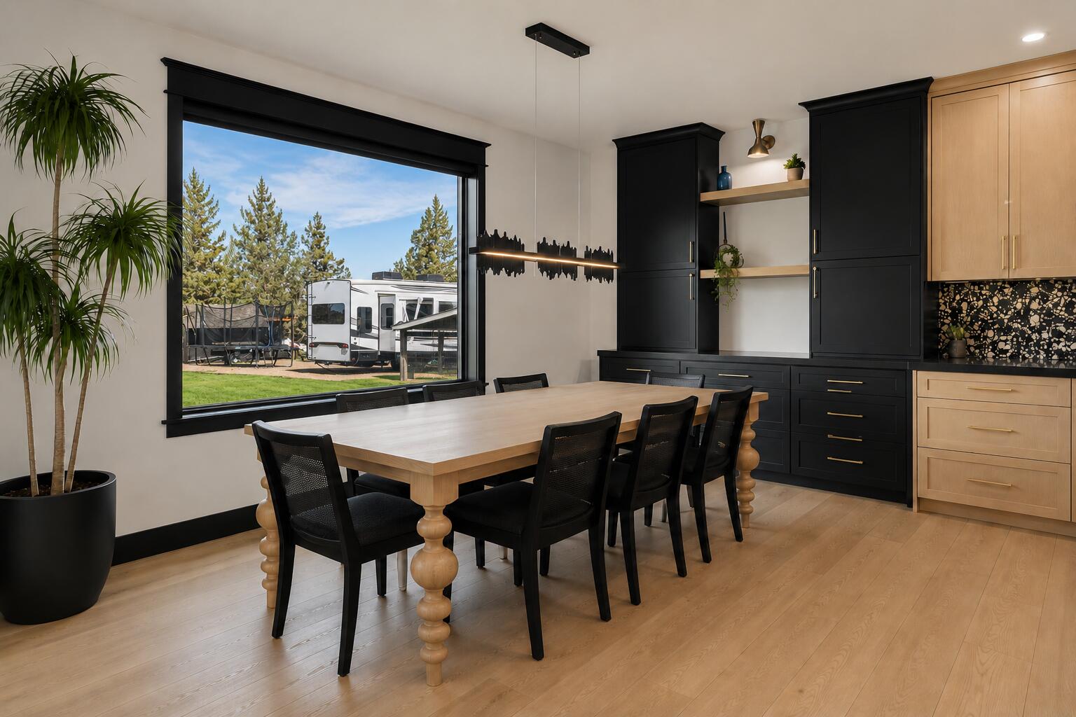62705 Hamby Road Bend, OR 97701 - Photo 15 of 49 a dining room with furniture and a floor to ceiling window