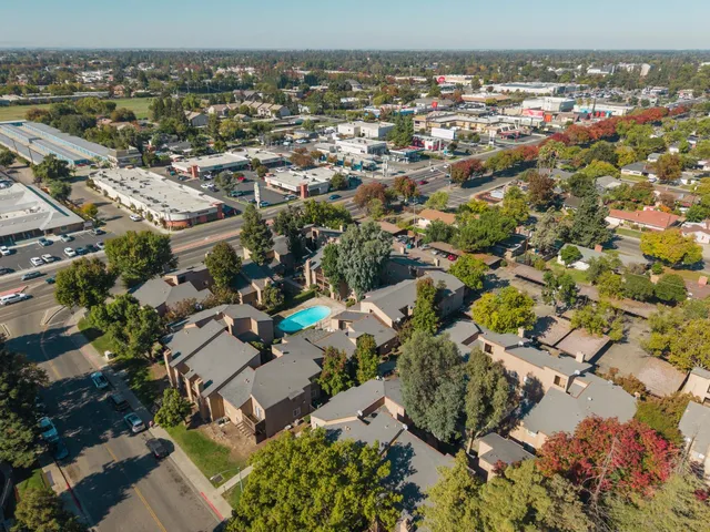 an aerial view of a city
