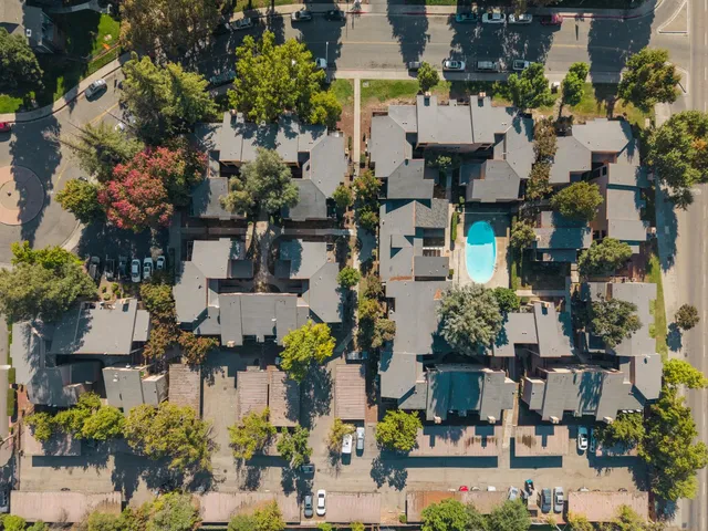 an aerial view of multiple houses