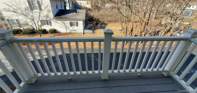a view of a bench in the balcony