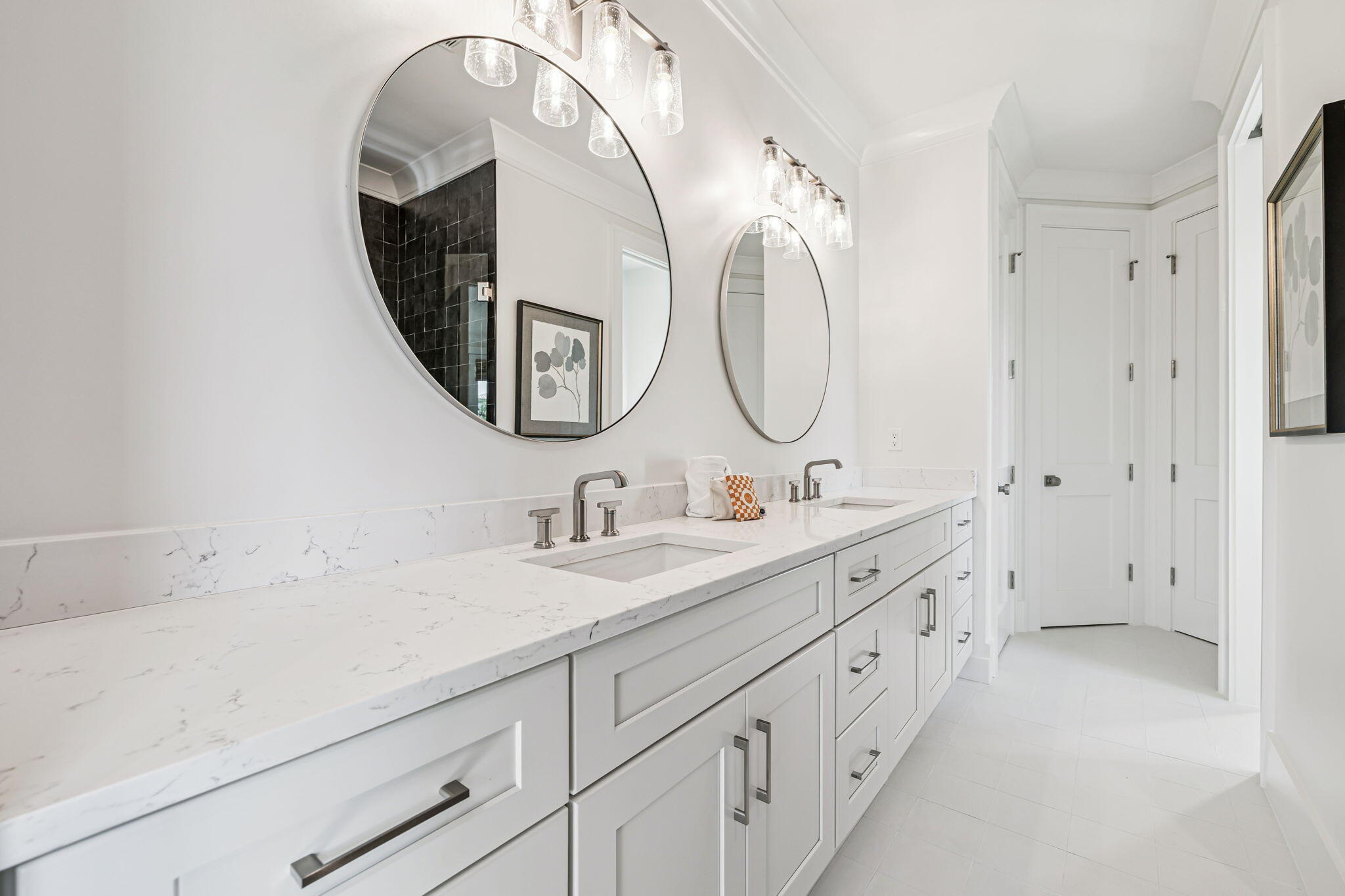 33 Sand Flea Dr Inlet Beach Inlet Beach, FL 32461 - Photo 29 of 56 a bathroom with a double vanity sink and a mirror