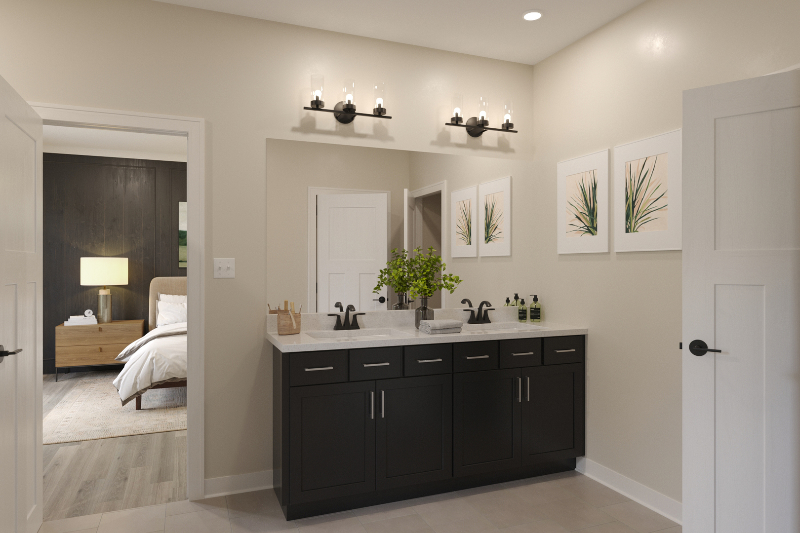 2024 Iron Ridge Lane Naperville, IL 60563 - Photo 12 of 14 a bedroom with a bed and a chandelier