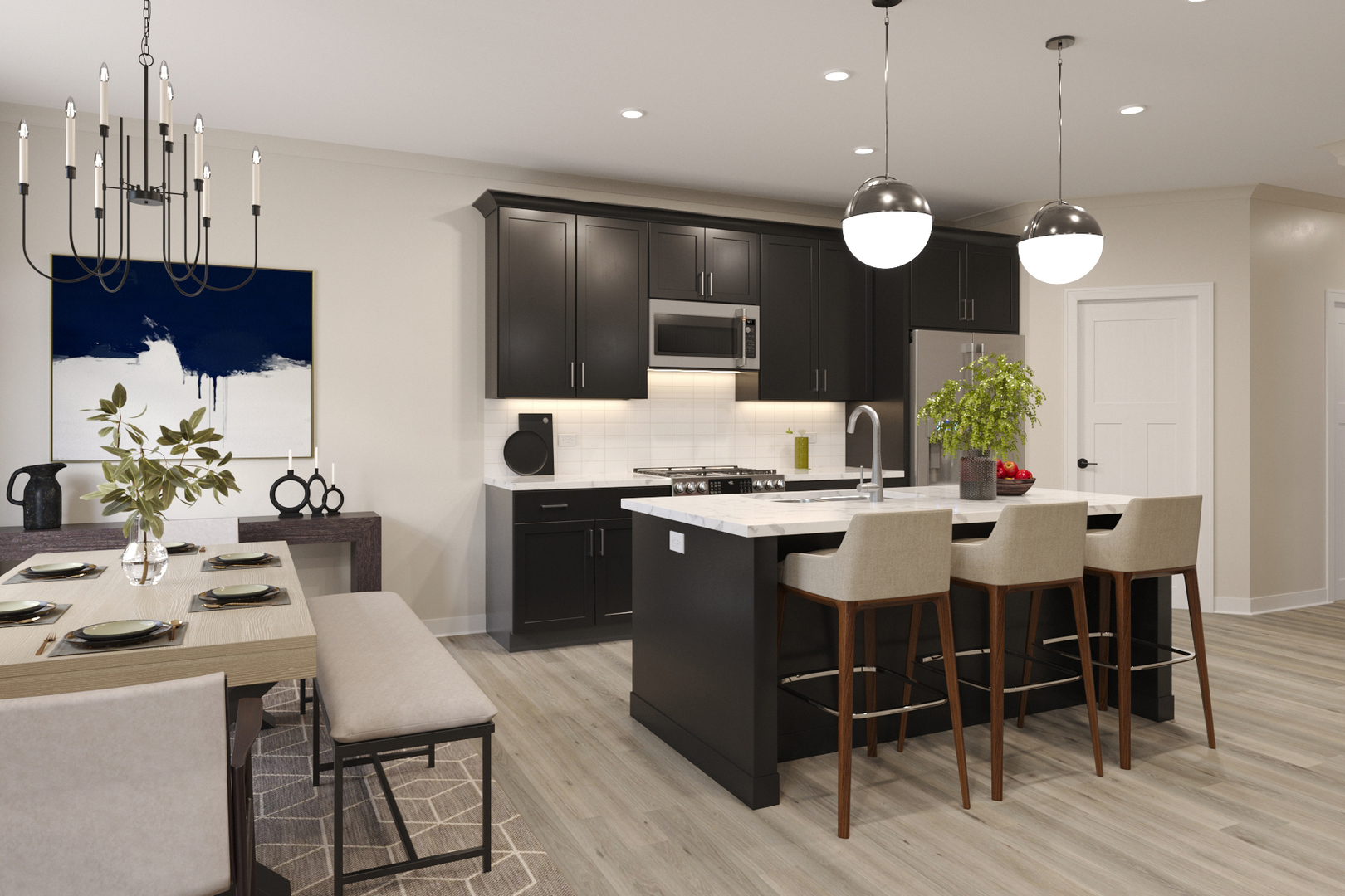 2024 Iron Ridge Lane Naperville, IL 60563 - Photo 7 of 14 a kitchen with a dining table chairs and white cabinets