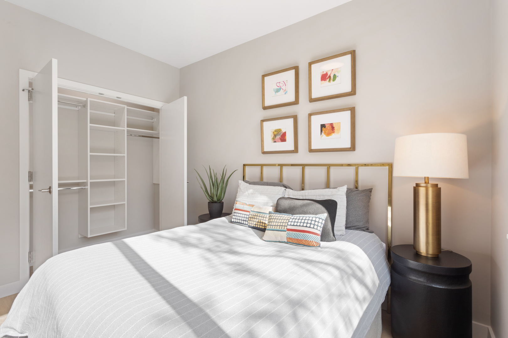 Undisclosed Address Chicago, IL 60618 - Photo 26 of 34 a bedroom with a bed and a night stand