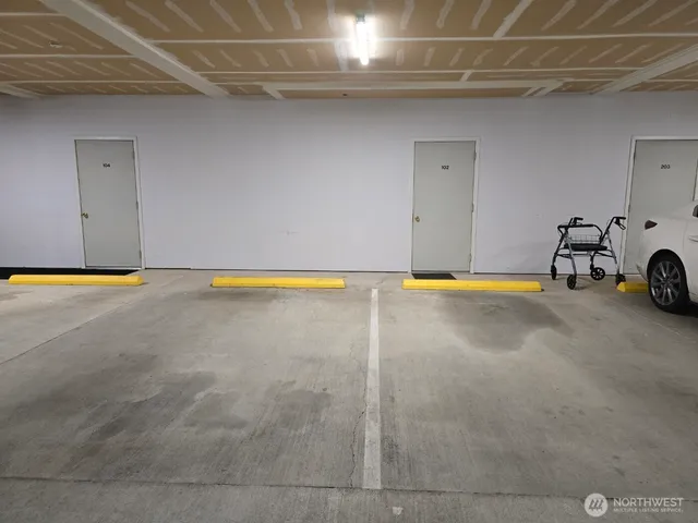 a view of a bathtub in a room