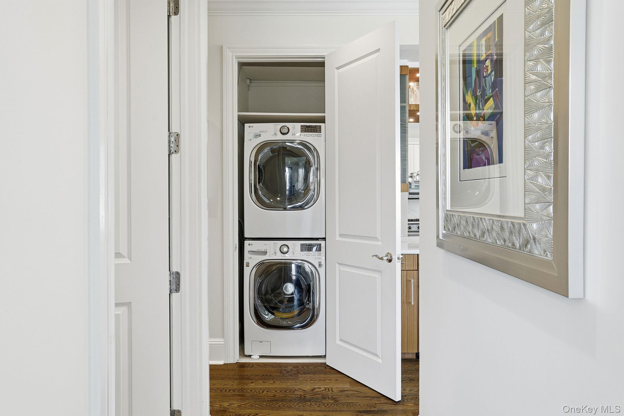 11 River Street, Unit 415 Sleepy Hollow, NY 10591 - Photo 28 of 37 a view of a hallway with washer and dryer