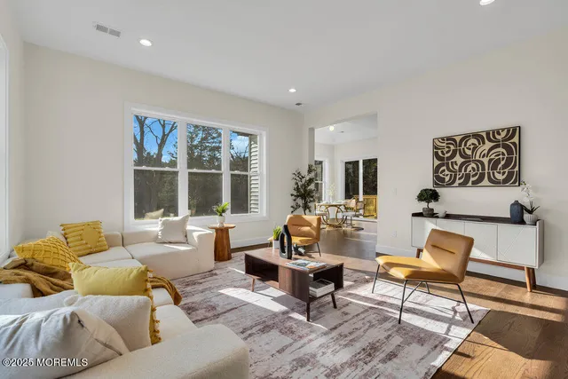 a view of a yard with a lake view