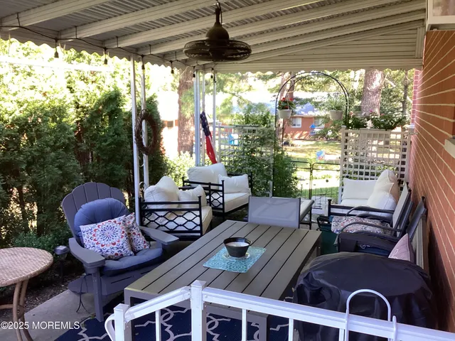 a outdoor living space with furniture