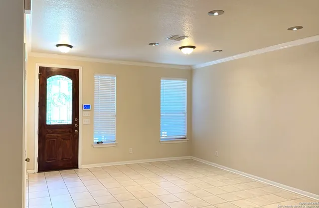 an empty room with windows