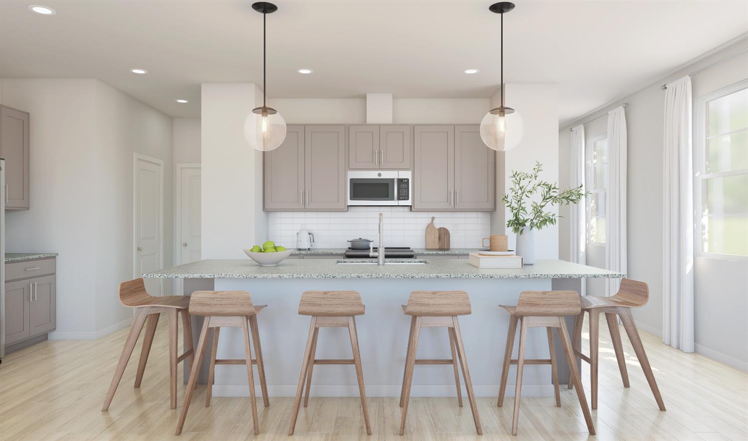 12250 Greenfinch Way Rancho Cordova, CA 95742 - Photo 4 of 17 a kitchen with kitchen island granite countertop a table chairs sink and cabinets