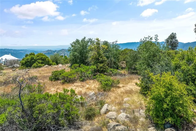 a view of a mountain range with lush green forest