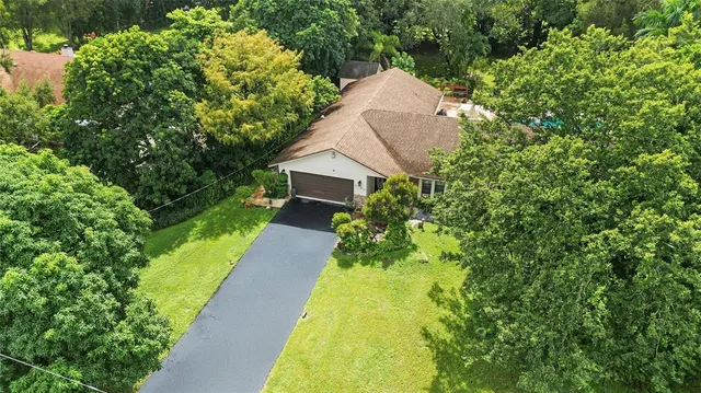 a view of a backyard with potted plants