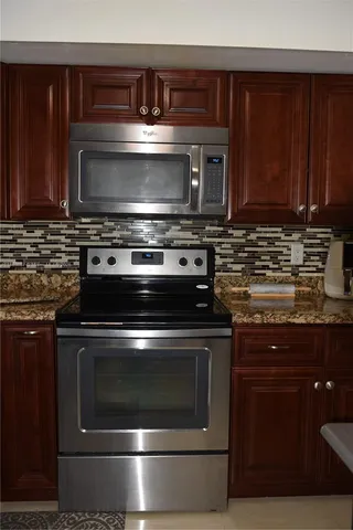 a stove top oven sitting inside of a kitchen