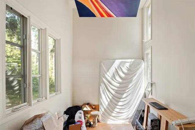 a front view of a bedroom