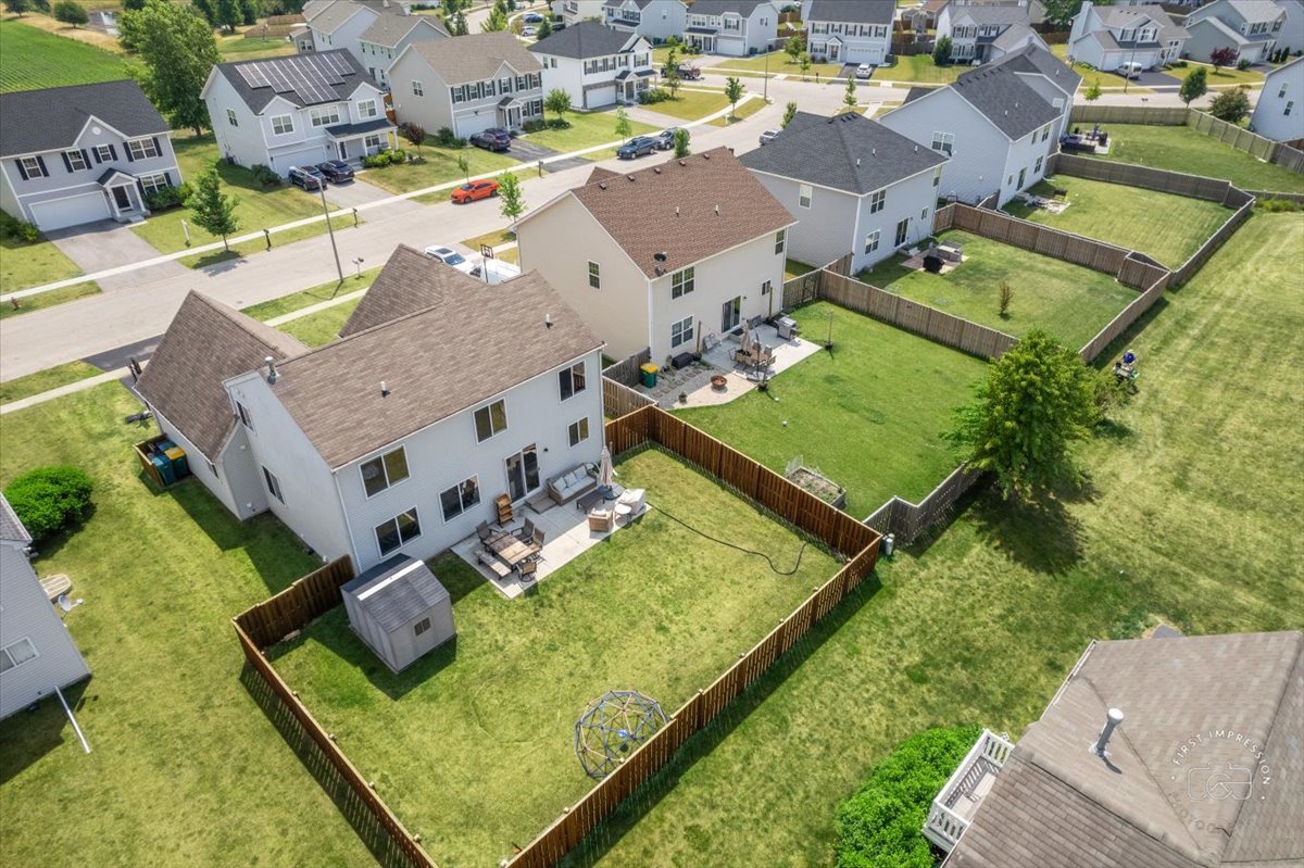 511 Silver Falls Street Joliet, IL 60431 - Photo 24 of 35 an aerial view of a house with a garden and swimming pool