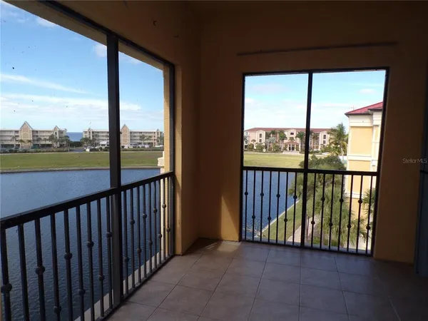 a view of a balcony with an outdoor space