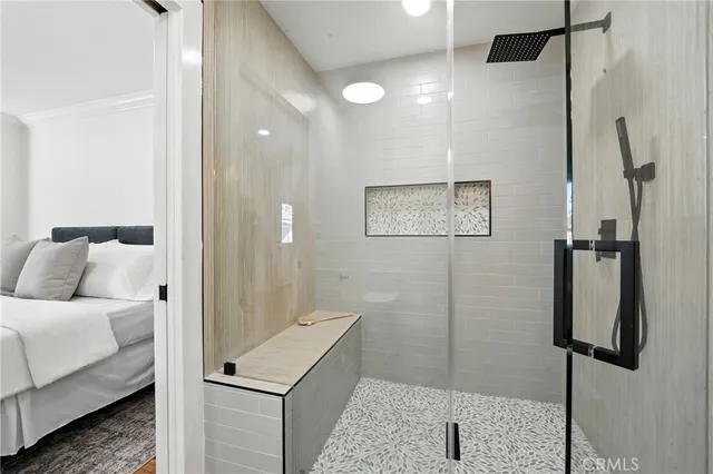 a bathroom with a shower