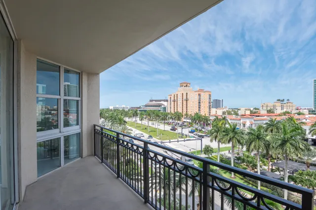 a view of a balcony with city view