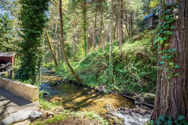 a backyard of a house with lots of green space