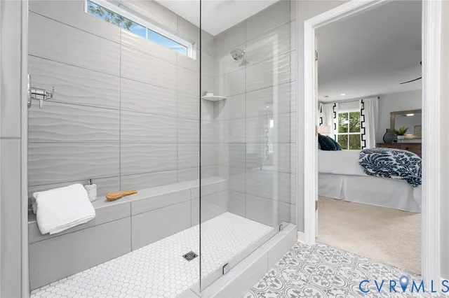 a bathroom with a shower