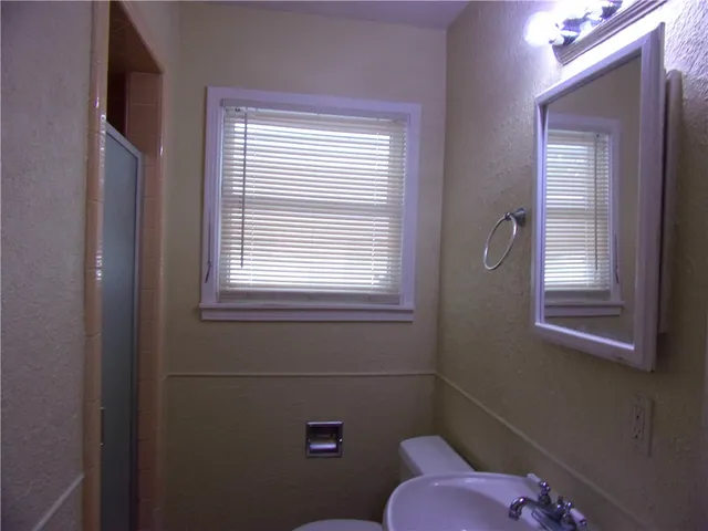 a bathroom with a window