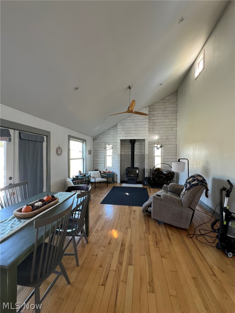 15393 Shade Road Guysville, OH 45735 - Photo 6 of 35 Vaulted ceiling with a wood-finish ceiling fan and recessed lighting