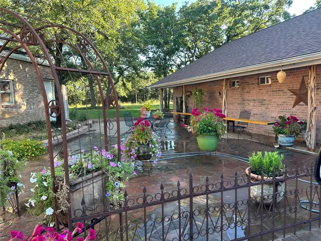 a view of a backyard with garden
