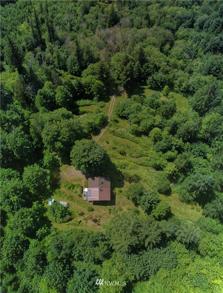 2707 Dabob Road Quilcene, WA 98376 - Photo 23 of 36 an aerial view of a house with a yard
