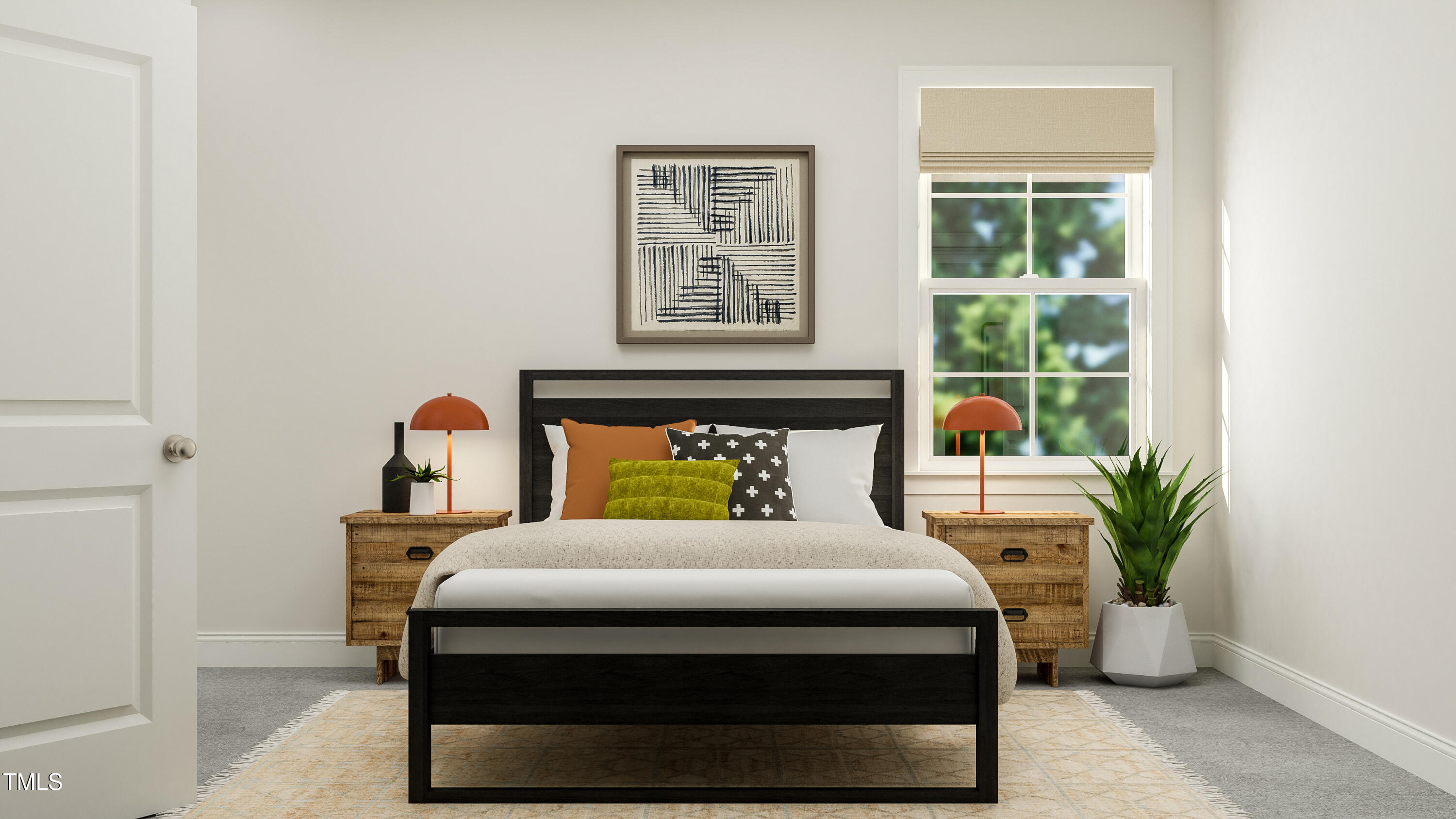 116 Corapeake Way Apex, NC 27539 - Photo 11 of 36 a bedroom with a bed and a potted plant