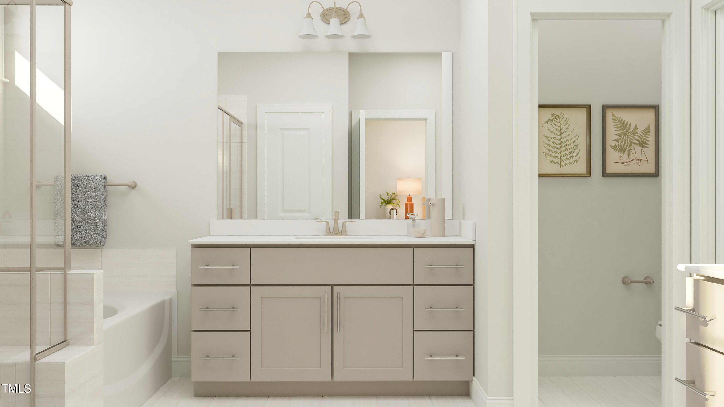 116 Corapeake Way Apex, NC 27539 - Photo 17 of 36 a bathroom with a sink and a mirror