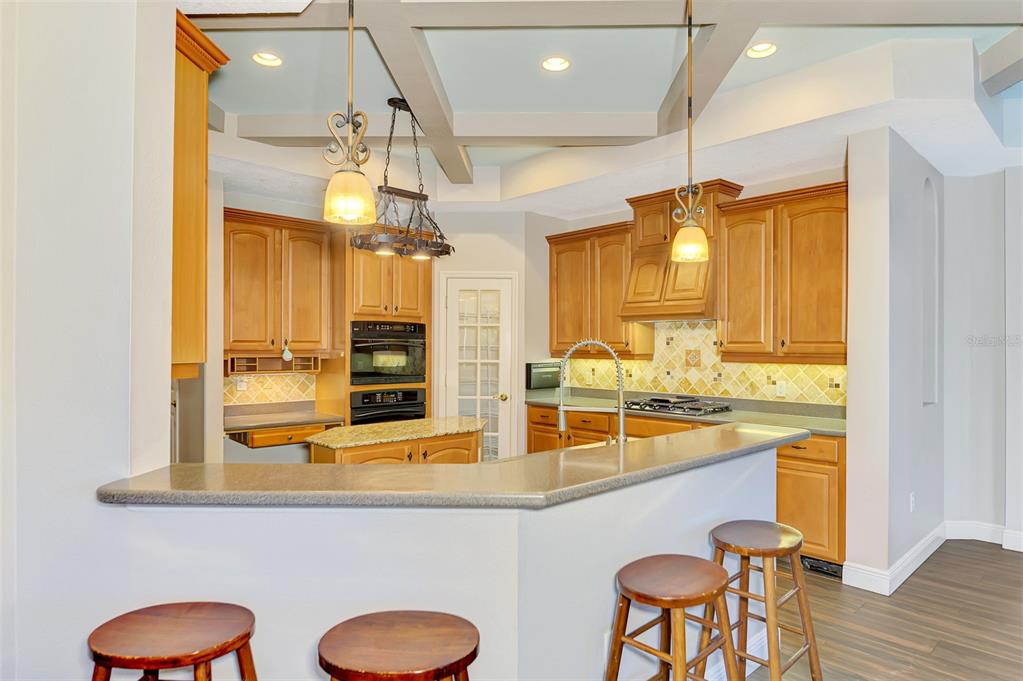 6610 Coopers Hawk Court Lakewood Ranch, FL 34202 - Photo 32 of 97 a kitchen with stainless steel appliances granite countertop a sink and a stove