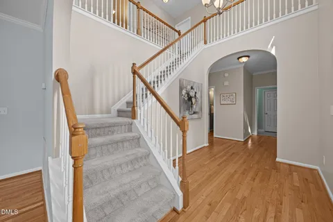 a view of entryway with wooden floor
