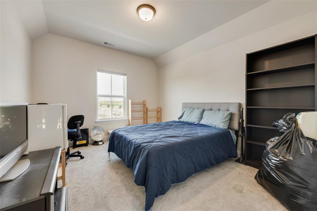8922 Edna Place Rowlett, TX 75089 - Photo 28 of 37 Carpeted bedroom featuring visible vents and lofted ceiling