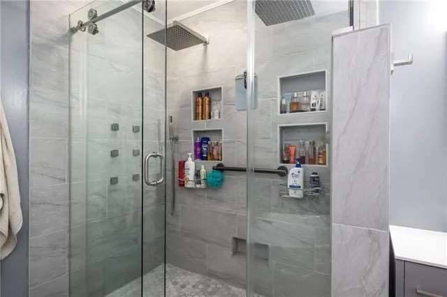a bathroom with a shower