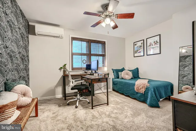 a storage room with furniture