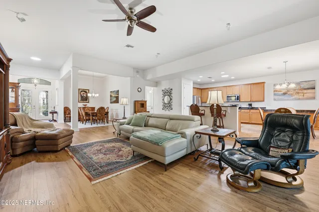 a living room with furniture
